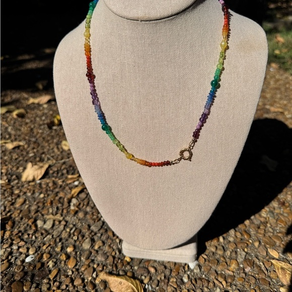 Natural Gemstone Beaded Necklace with 14kt solid gold clasp - Picture 7 of 15